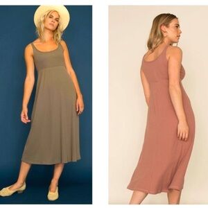 Fauxgerty Mauve Nonna Ribbed Midi Tank Dress